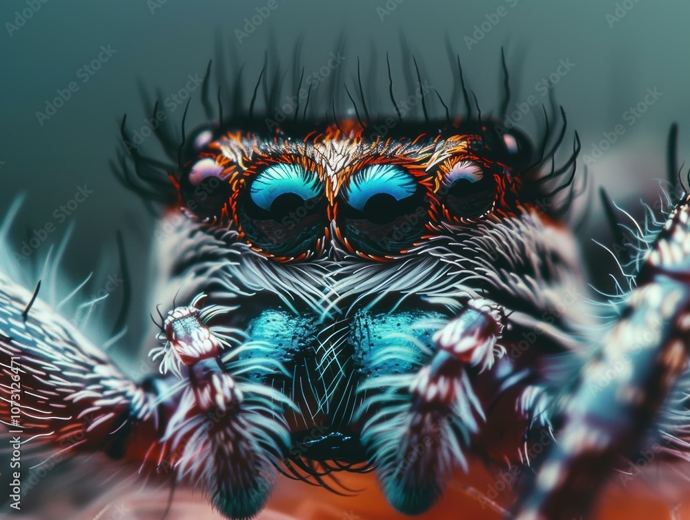 A colorful spider with large eyes. AI. A colorful spider with large eyes. AI.
