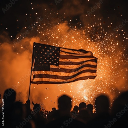 Illustration of Voting Process with Flag for Election Day photo