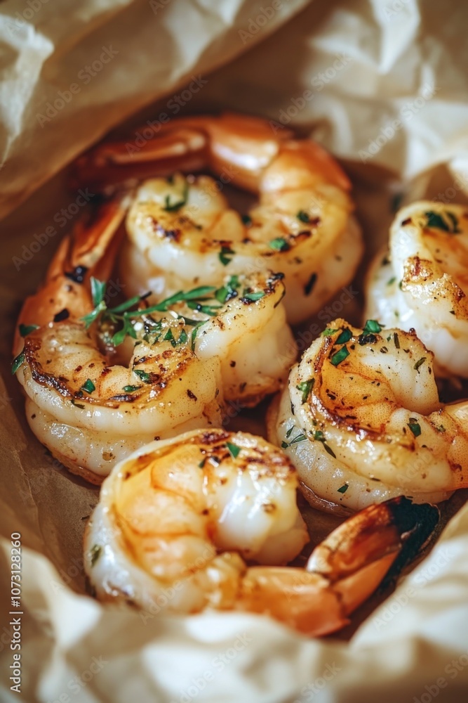 Shrimp in Paper Bag Close-Up Shrimp in Paper Bag Close-Up