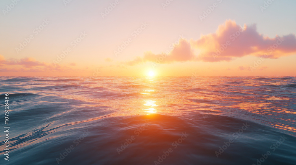 A sunset over a calm ocean A sunset over a calm ocean