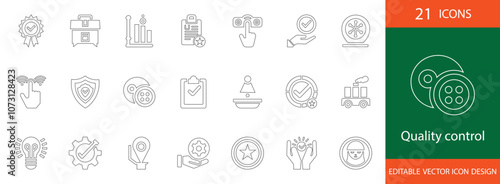 Quality control simple line icon set.