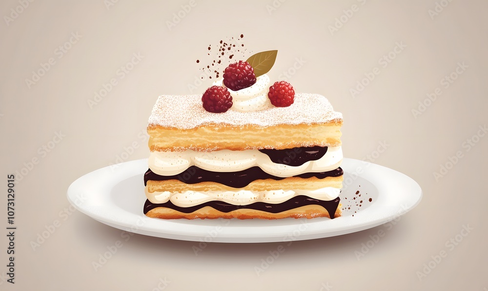 generation AI, Luxury French cake, French dessert, Mille-feuille generation AI, Luxury French cake, French dessert, Mille-feuille