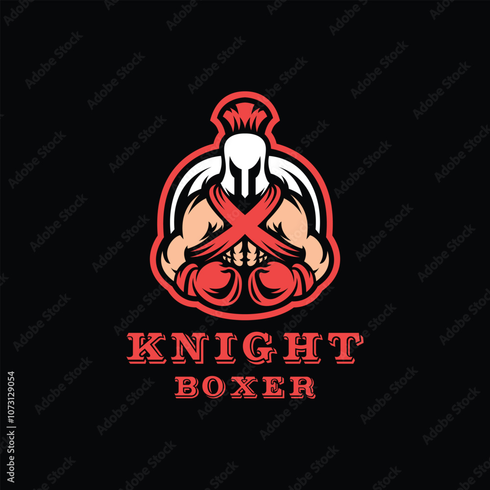 Knight Boxer Logo Mascot Sport Vector Design Knight Boxer Logo Mascot Sport Vector Design