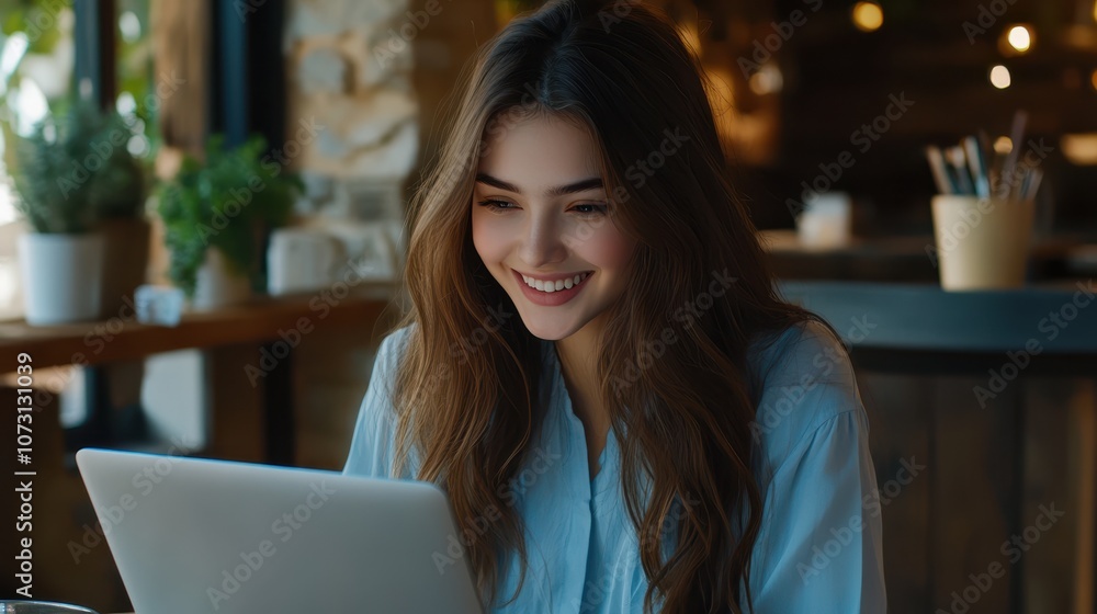 The Smiling Woman with Laptop The Smiling Woman with Laptop