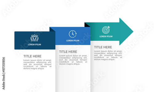 3 steps infographic arrow design template. Business Presentation, Plan, Marketing and Strategy. Vector illustration.