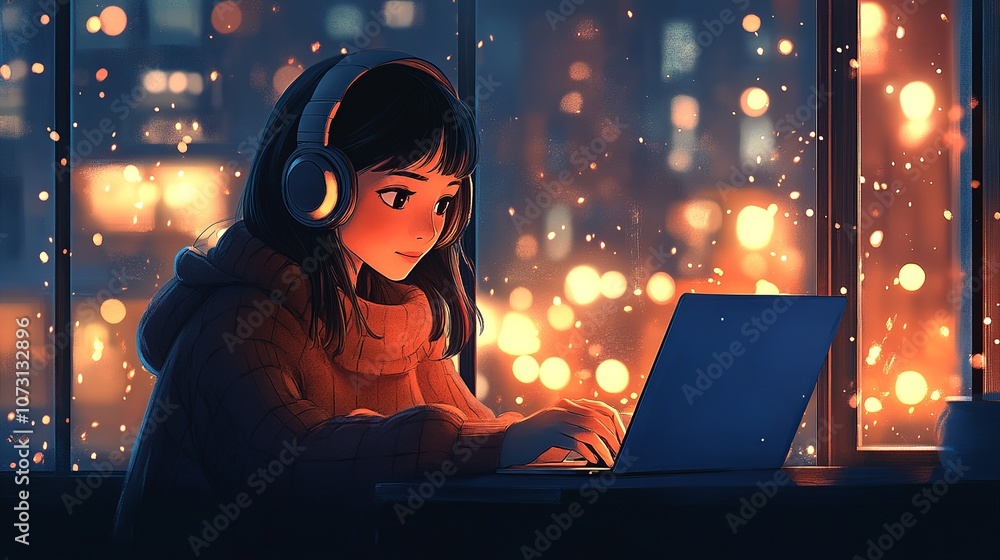 Anime lofi girl background wallpaper thumbnail Anime lofi girl background wallpaper thumbnail