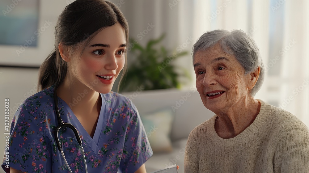 The Nurse with Elderly Patient The Nurse with Elderly Patient