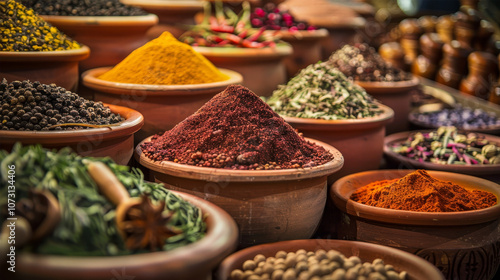 Obraz na płótnie A variety of spices on the Morocco market w salonie