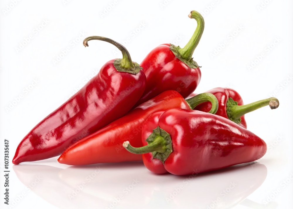 Vibrant Red Hot Chili Peppers Isolated on a Clean White Background Perfect for Culinary, Spicy Food, and Recipe Illustrations with High-Quality and Eye-Catching Visual Appeal Vibrant Red Hot Chili Peppers Isolated on a Clean White Background Perfect for Culinary, Spicy Food, and Recipe Illustrations with High-Quality and Eye-Catching Visual Appeal