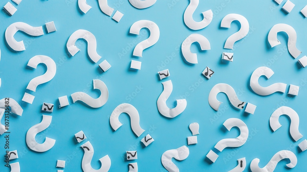 White Question Mark on Blue Background - a clear and thought-provoking visual. The white question mark stands out boldly against the blue backdrop, inviting curiosity and inquiry. White Question Mark on Blue Background - a clear and thought-provoking visual. The white question mark stands out boldly against the blue backdrop, inviting curiosity and inquiry.