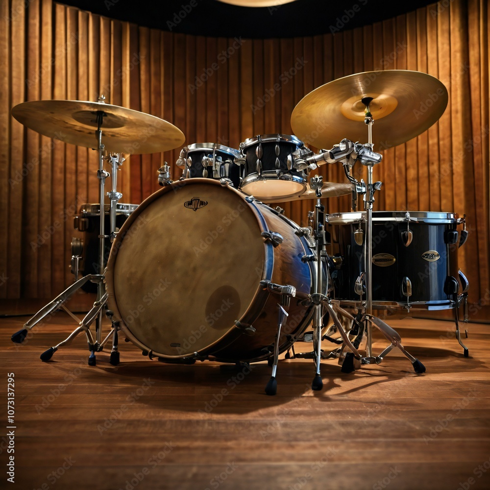 Drum Set in Recording Studio Drum Set in Recording Studio