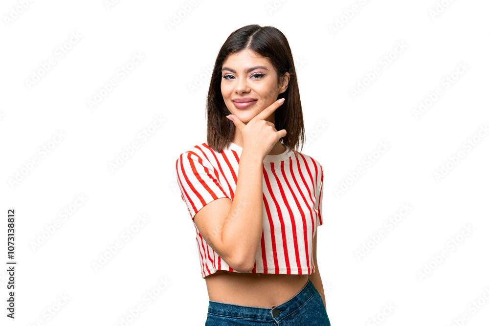 Young Russian woman over isolated chroma key background happy and smiling Young Russian woman over isolated chroma key background happy and smiling