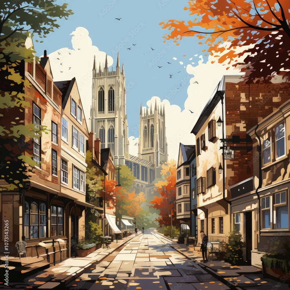 Fototapeta premium Elegant York in Minimalist Artistic Style