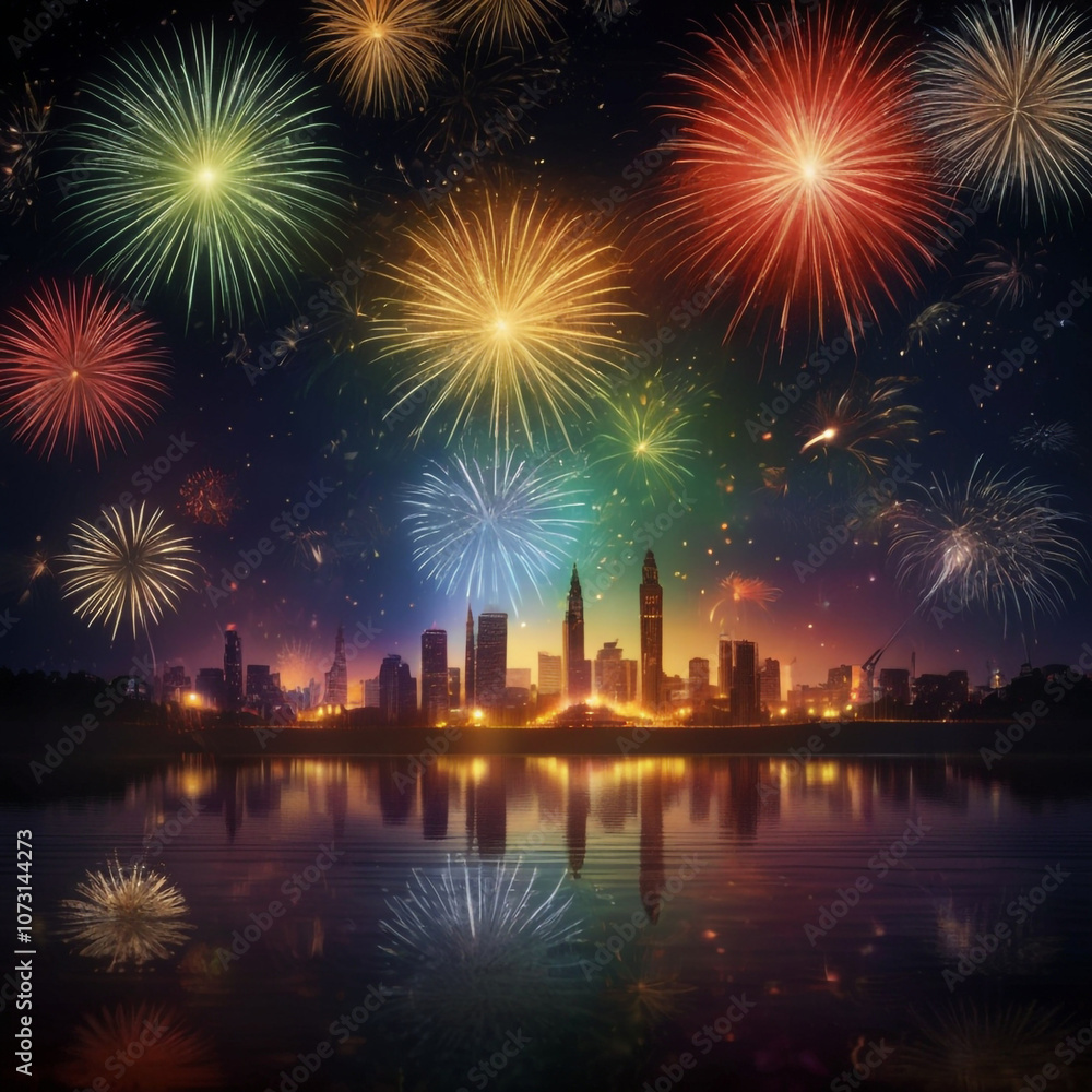 Fototapeta premium Happy New Year 2025 celebration to Colorful Background