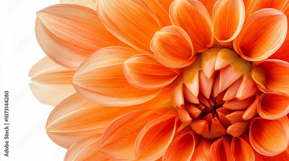 Vibrant close-up of orange dahlia bloom with radiant petals Vibrant close-up of orange dahlia bloom with radiant petals
