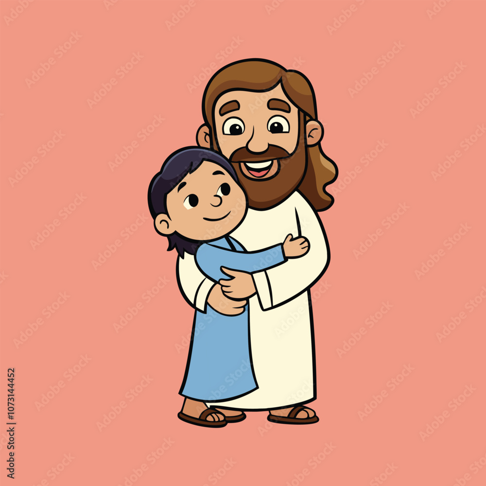 Jesus hugging a child Vector illustration - Cute Jesus Christ Clipart Design
Jesus hugging a child Vector illustration - Cute Jesus Christ Clipart Design