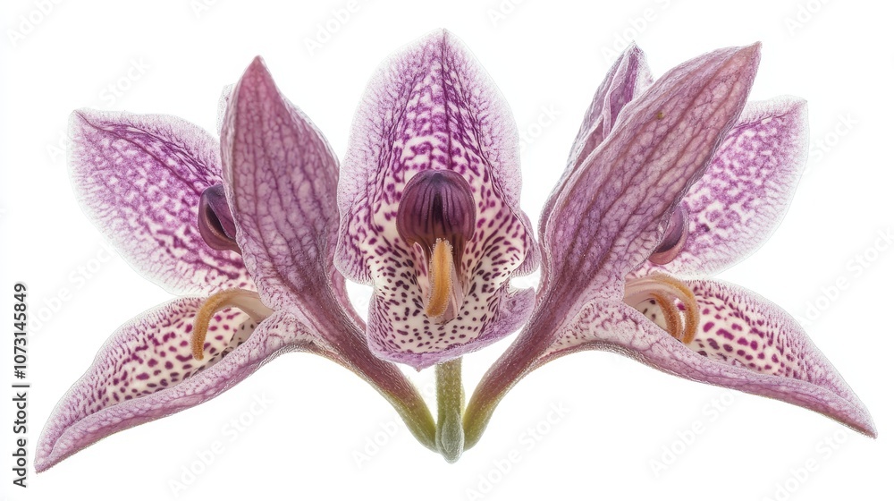 Naklejka premium Exquisite pink orchids with speckled petals: nature's delicate artistry