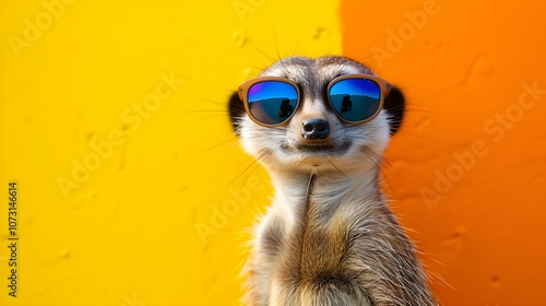 Wallpaper Mural meerkat on a mixed colorful background, vector art, digital art, faceted, minimal, abstract, panorama background.  Torontodigital.ca