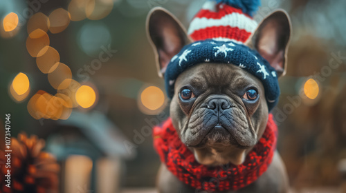 Pets Dressed in Winter Clothes Posing for a Winter Photo Shoot