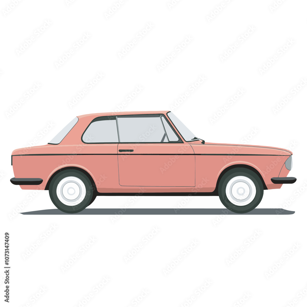 Pink Classic Car Side View Illustration Pink Classic Car Side View Illustration