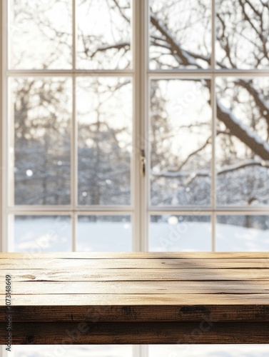Wooden Tabletop with Blurre...