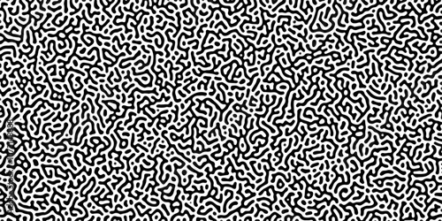 Organic seamless patterns with rounded lines Diffusion reaction background. Monochrome background of natural organic forms motion. Overlay template abstract Turing organic wallpaper background.