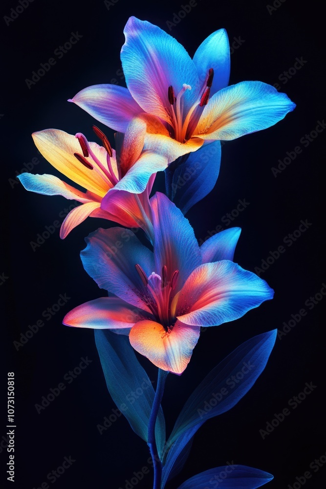 Flowers on Black Background Flowers on Black Background