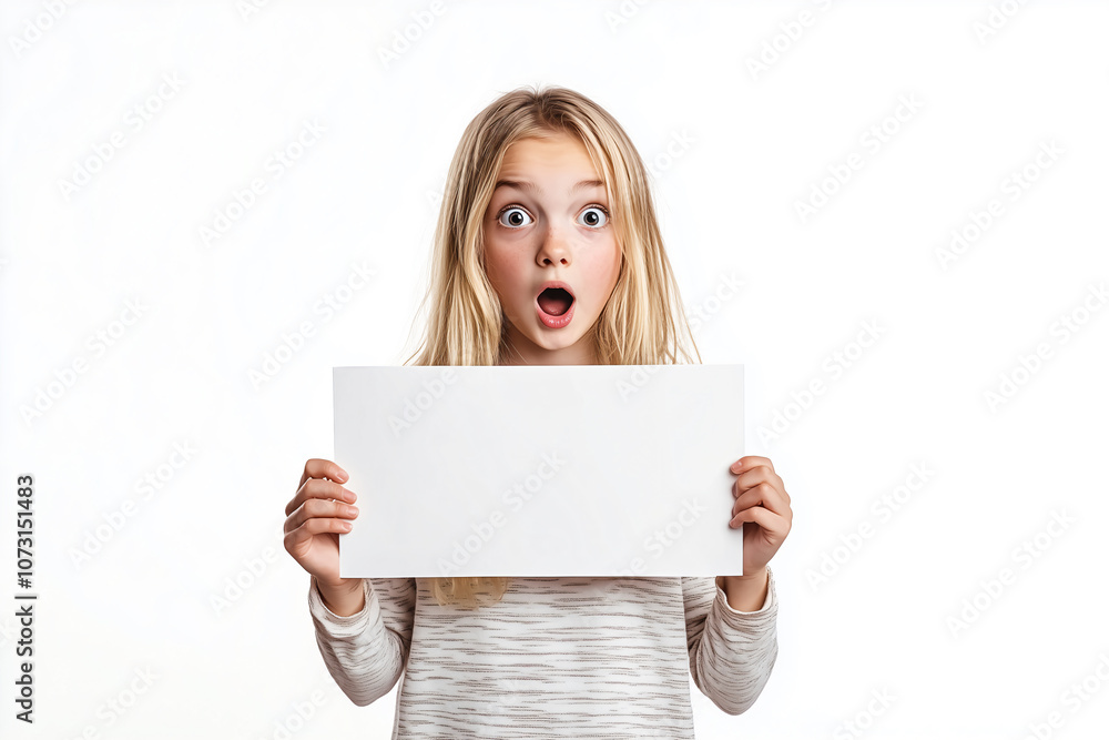 Fototapeta premium Young pretty blonde woman over isolated white background holding an empty placard
