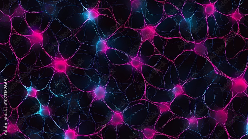 Obraz premium Abstract composition with intersecting lines and nodes, portraying neural network connectivity, data pathways, and advanced technological themes