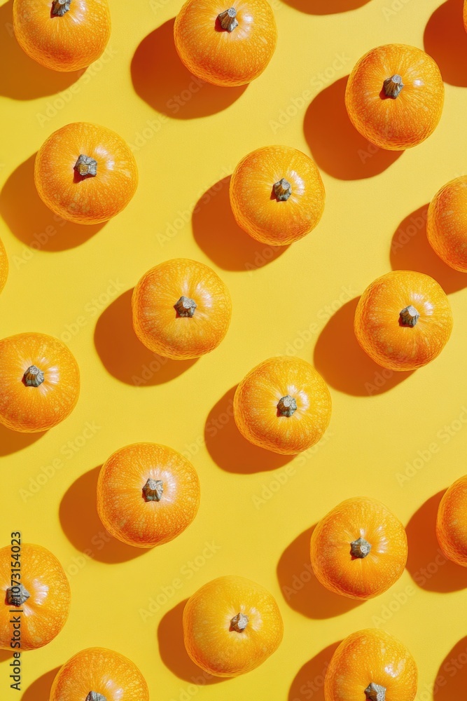 Oranges on yellow surface Oranges on yellow surface