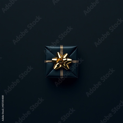 Elegant black gift box with gold bow enhances holiday spirit