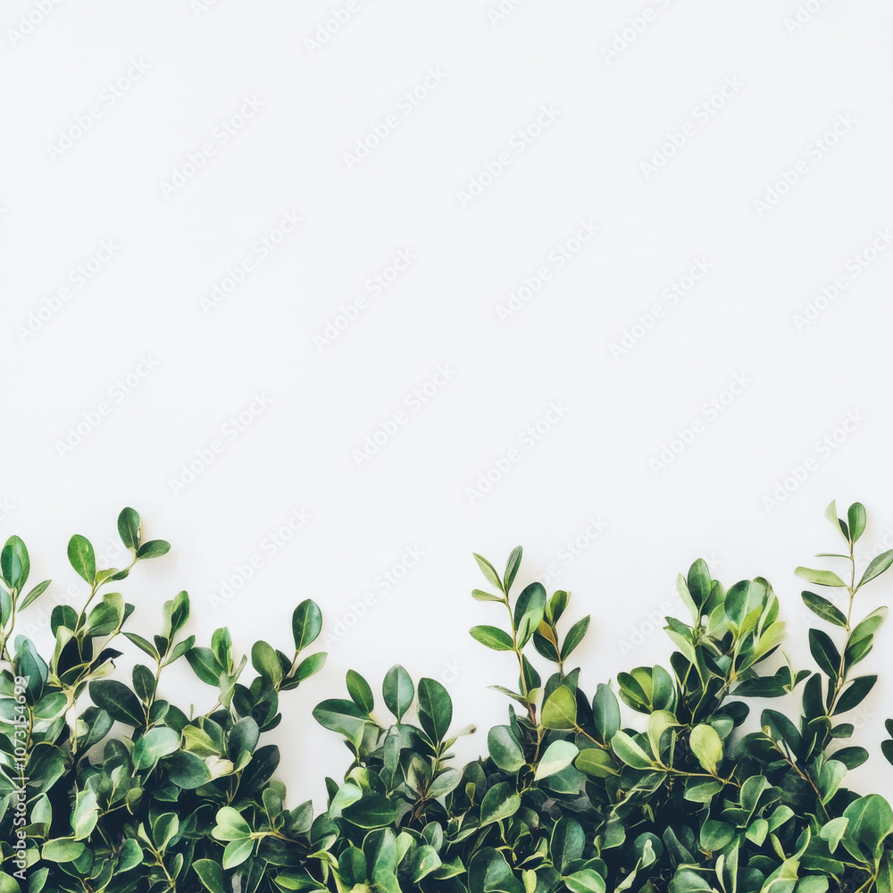 custom made wallpaper toronto digitalGreen Shrubbery Leaves on White Background, Perfect for Nature-Themed Background Elements