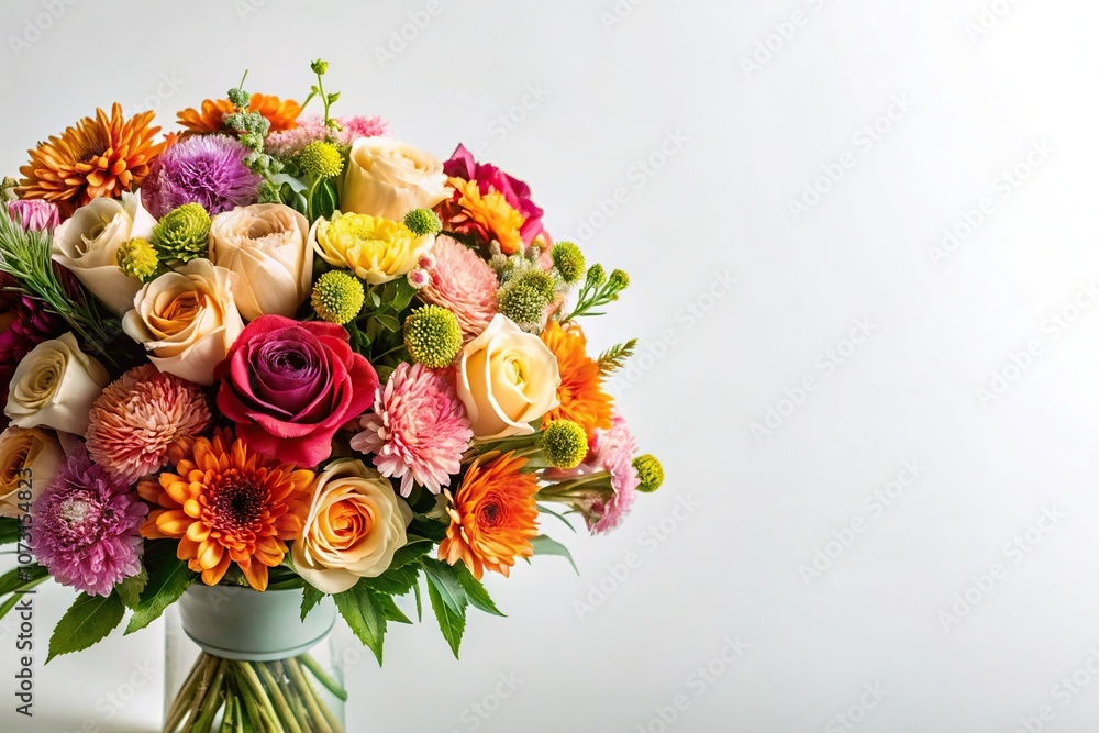 Abstract modern bouquet of flowers on white background Silhouette