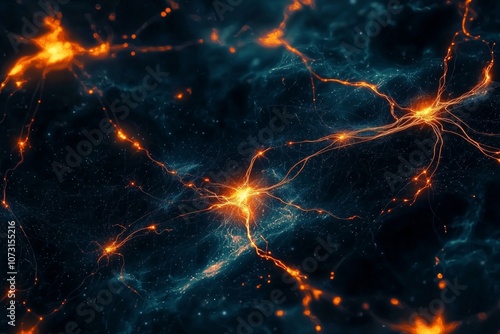 Neural Pathways with Glowing Synapses photo