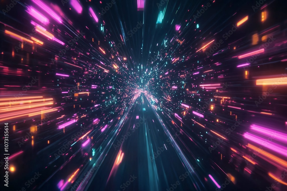 Fototapeta premium Colorful Light Speed Burst Effect