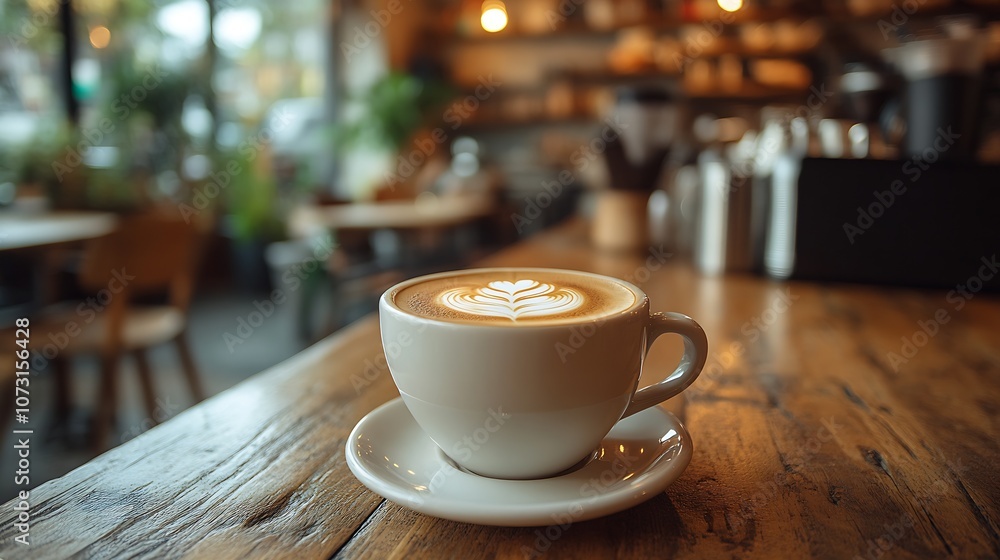 Cozy Café Ambiance with Latte Art in a Warm Coffee Shop Setting : Generative AI Cozy Café Ambiance with Latte Art in a Warm Coffee Shop Setting : Generative AI