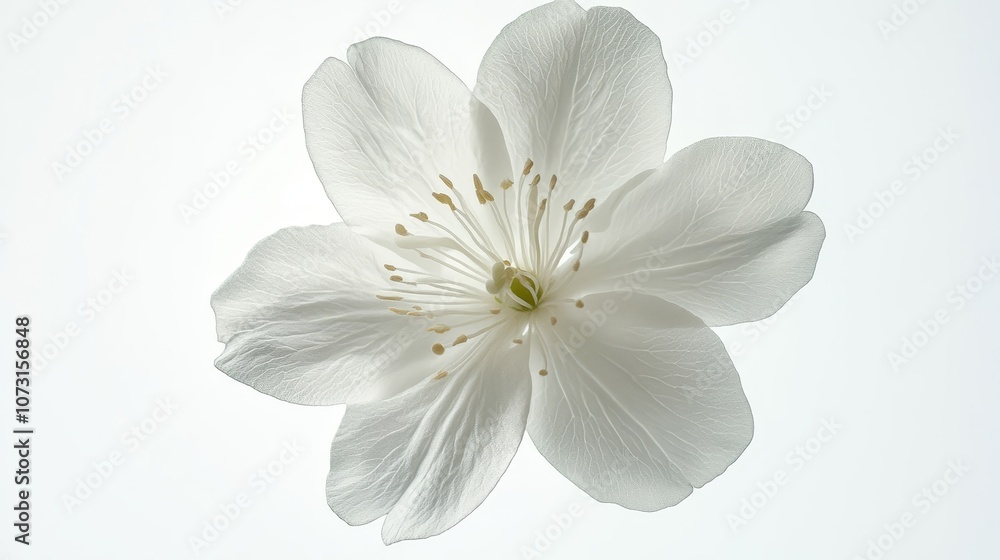Delicate white flower in full bloom on soft background Delicate white flower in full bloom on soft background