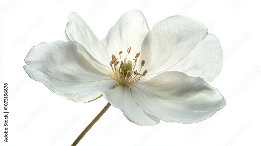 Elegant white flower on light background: minimalist floral close-up