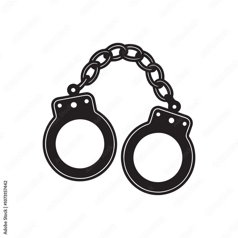 handcuffs silhouette vector, black and white silhouette, vector and illustration isolated on white background, black and white handcuffs silhouette vector, black and white silhouette, vector and illustration isolated on white background, black and white