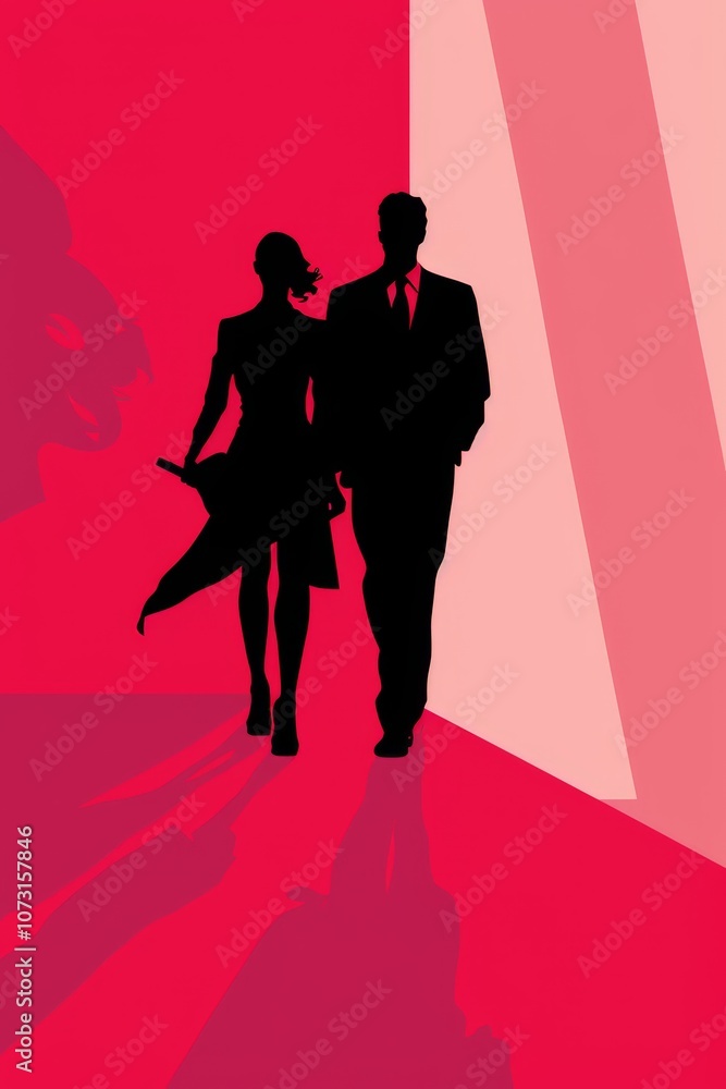 Minimalistic fashion silhouette in stylish pose with space for text and contrasting colors Minimalistic fashion silhouette in stylish pose with space for text and contrasting colors