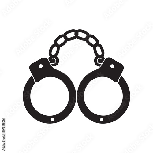 handcuffs silhouette vector, black and white silhouette, vector and illustration isolated on white background, black and white 