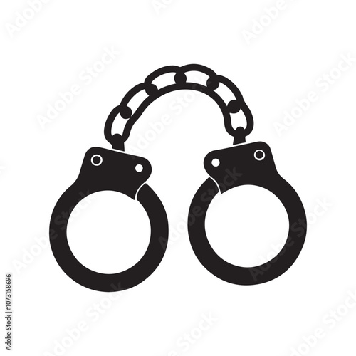 handcuffs silhouette vector, black and white silhouette, vector and illustration isolated on white background, black and white 