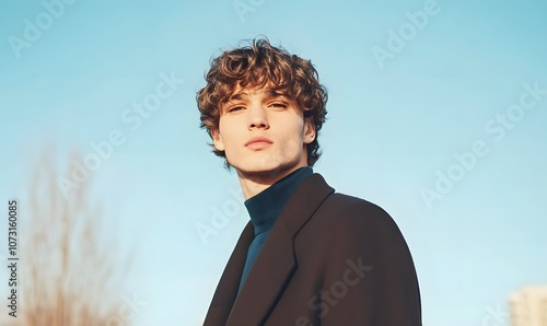  young handsome stylish man in elegant coat, Generative AI 