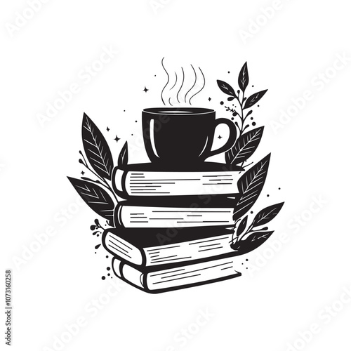 cup of coffee and books