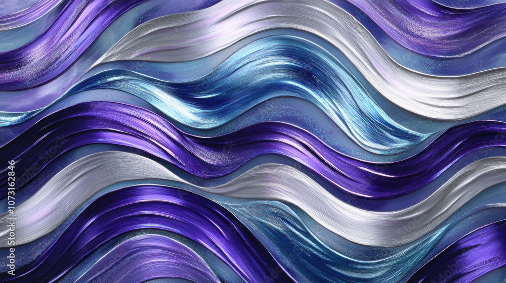 Sleek waves in purple and silver tones, creating a metallic, flowing design with a sense of modern elegance and smooth texture. Sleek waves in purple and silver tones, creating a metallic, flowing design with a sense of modern elegance and smooth texture.