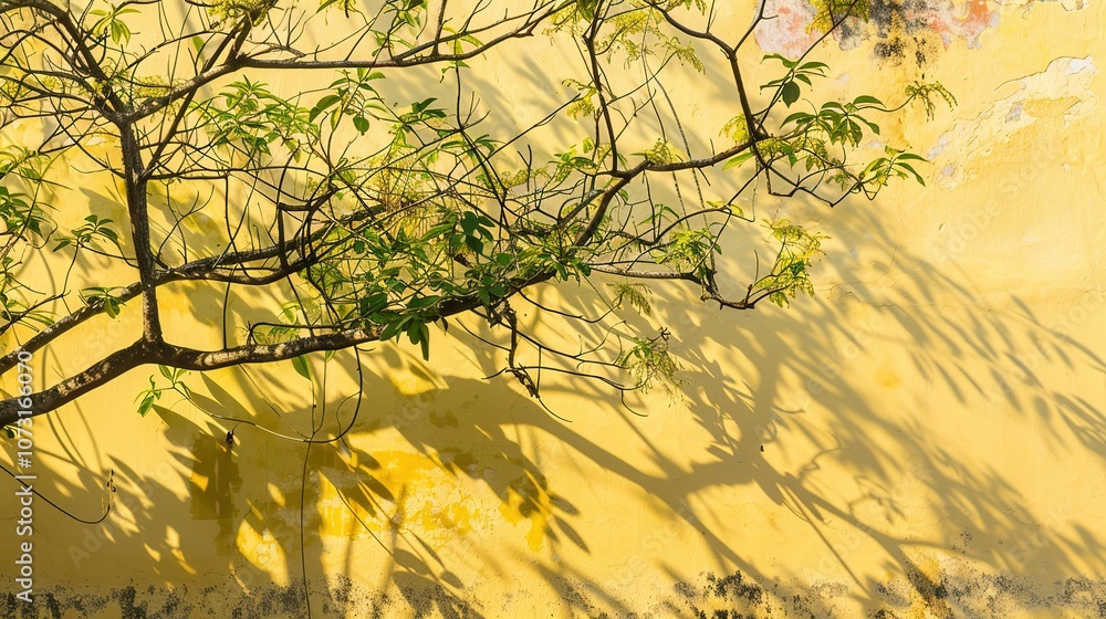 Branches, Shadows, and Sunlight on the Wall - a serene and natural visual. The interplay of branches and shadows cast by sunlight creates a calming atmosphere on the wall. Branches, Shadows, and Sunlight on the Wall - a serene and natural visual. The interplay of branches and shadows cast by sunlight creates a calming atmosphere on the wall.