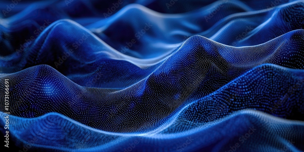 Obraz premium Blue fabric with wave pattern