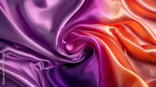 Close up of pink, purple and orange silk fabric.