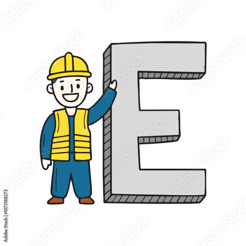 Doodle Illustration of Letter E for engineer