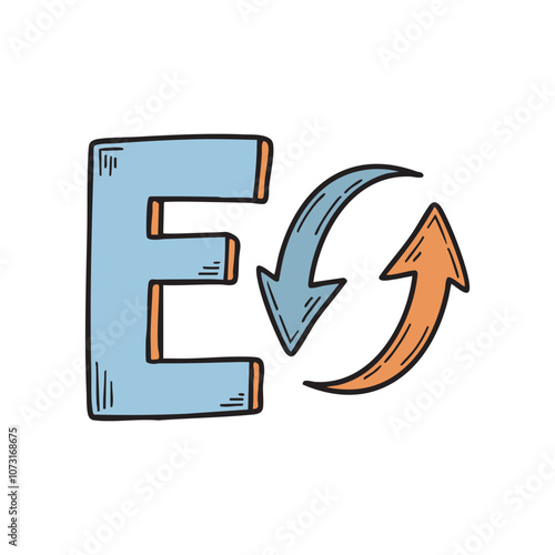 Doodle Illustration of Letter E for exchange